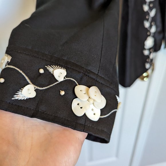 NWT BEADED SILK STATEMENT JACKET | 12 | Randolph Duke | Black / Pearl | 90s VTG - Picture 2 of 10